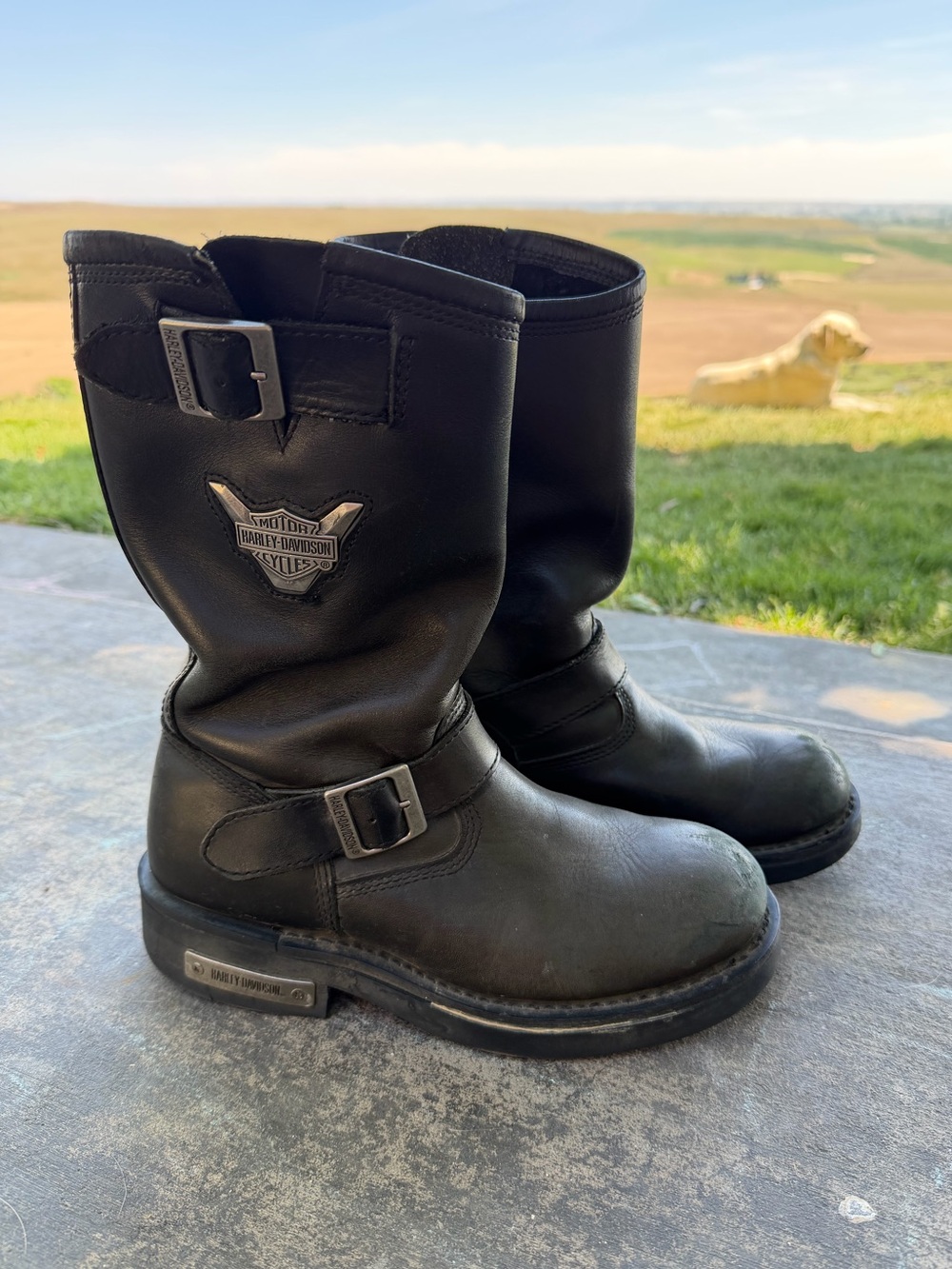 Harley-Davidson Black Leather Motorcycle Engineer Boots